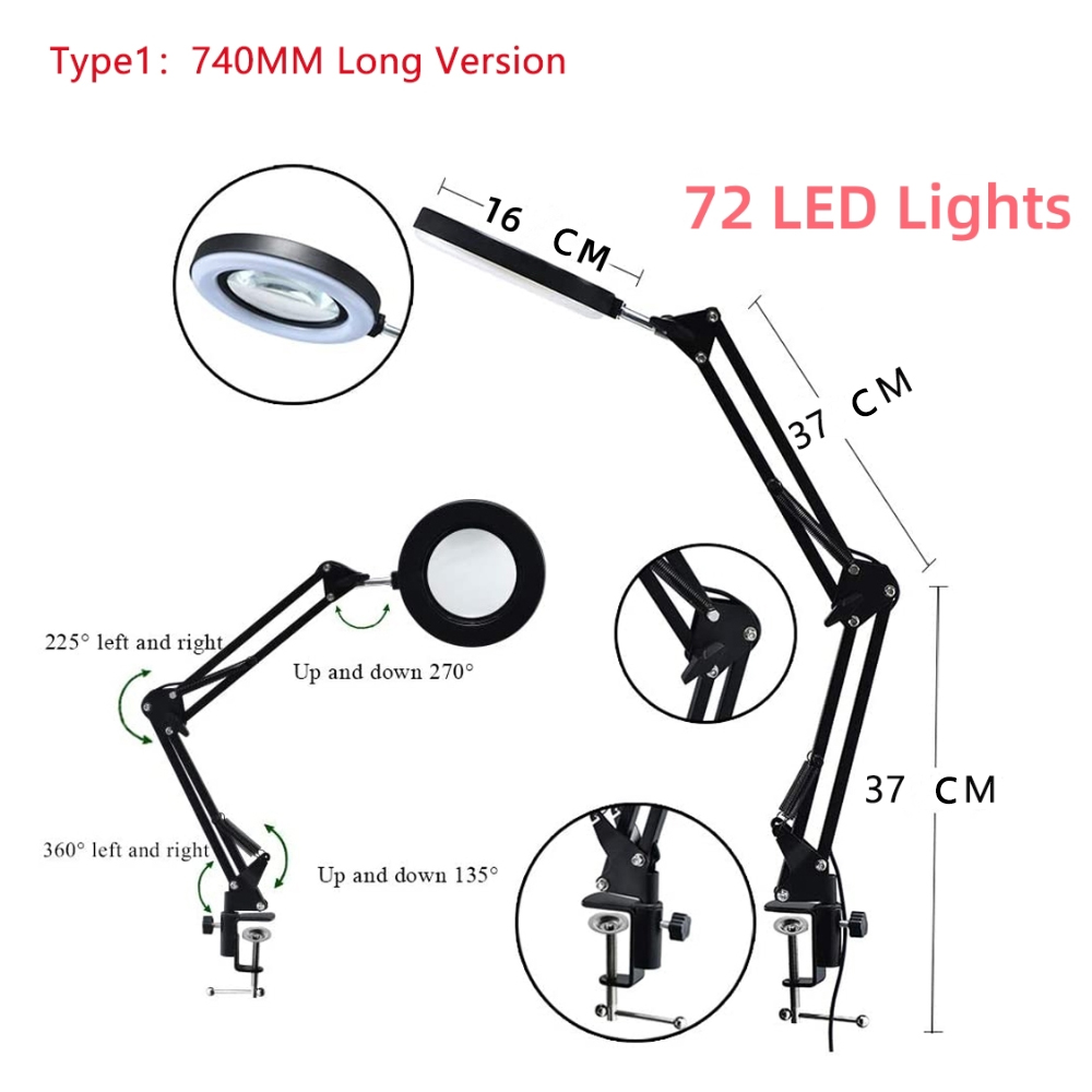 72 10x LED-leuchtlupe mit usb-anschluss und 3 farben, Ideal für lötkolbenreparaturen, als tischlampe oder hautpflege-werkzeug.