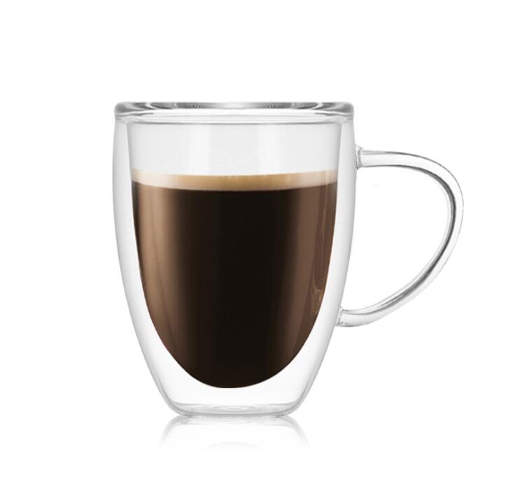 Heat Resistant Double Wall Glass Cup Beer Coffee Cups Drink Mug Tea Mugs Home Office Transparent Drinkware: B 350ml