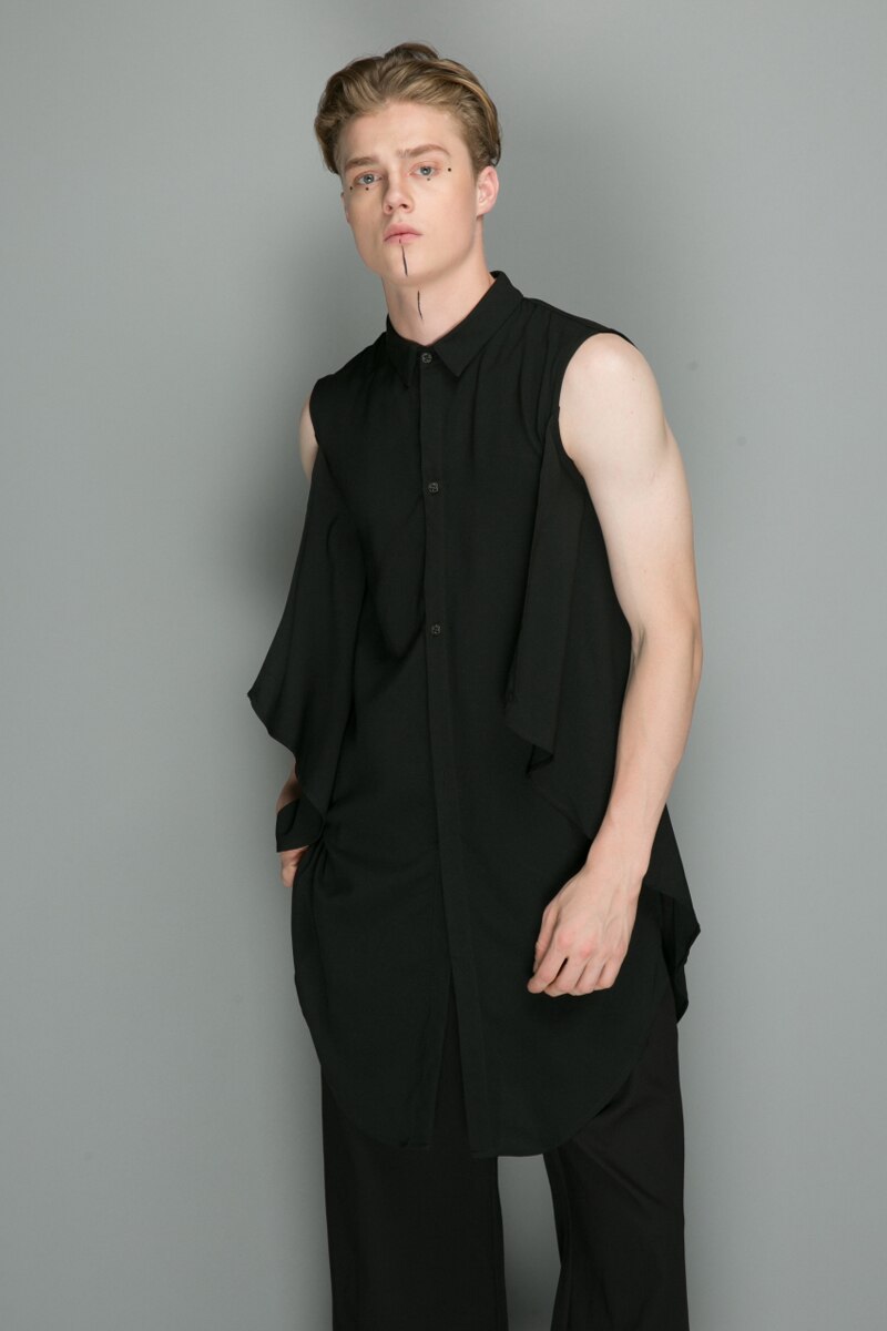 S-6XL men's clothing Hair Stylist GD Original Medium and long Sleeveless Shirt Coat plus size costumes
