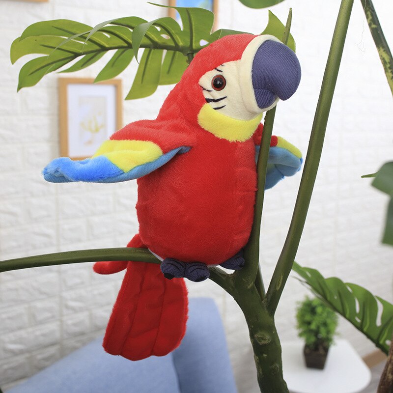 Jouet en peluche perroquet parlant électrique mignon, enregistrement répétitions, ailes ondulées, oiseau électronique en peluche, pour enfants