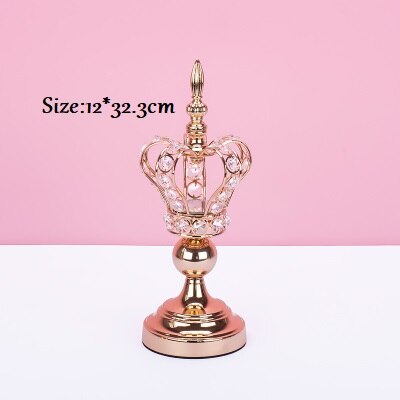 Candelero de corona europea, candelabro de hierro forjado, portavelas dorados, centros de mesa de boda, Decoración de mesa de Navidad para el hogar: S