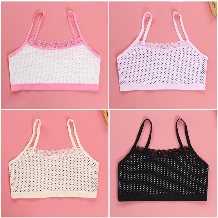 4pcs Girls Underwear Hanging with Small Children Cotton Vest Crop Top Girls 8-14year