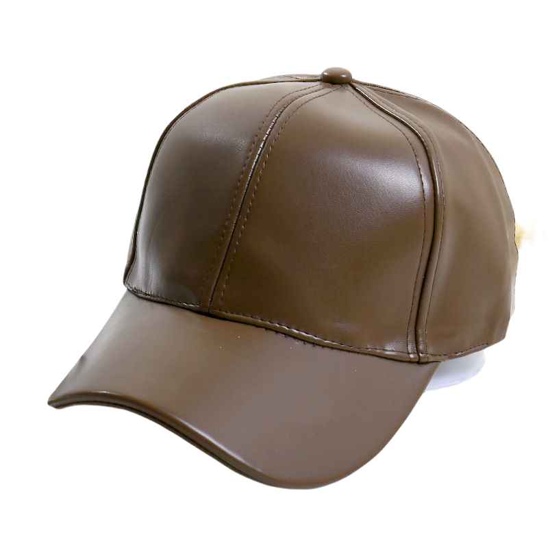 6 Panel PU Faux Leather Curved Baseball Cap Dad Hats for Women Men,Red Pink Black Blue Brown