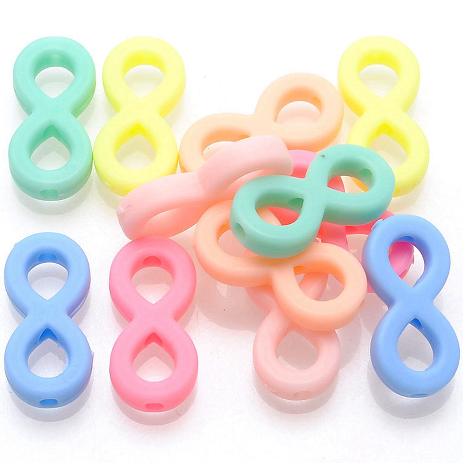 100 Mixed Pastel Color Acrylic Beads Charm Various Shape Flower Heart Kids Craft: 8 Symbol  21X10mm
