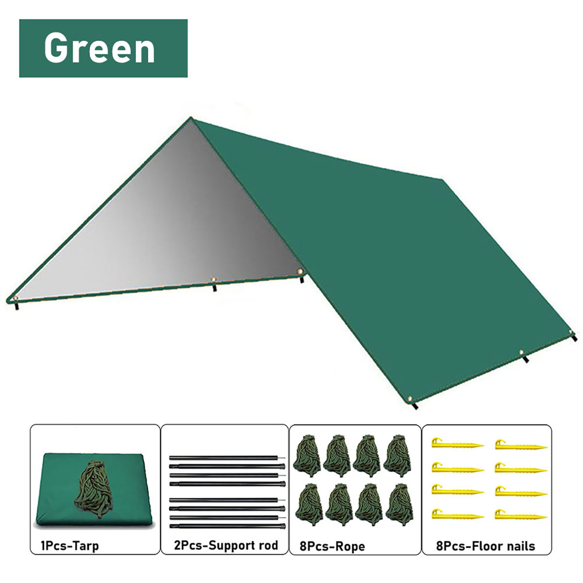 Camping tent, portable hammock tarp, upgraded polyester 3000mm awning, includes tent stakes and carrying bag, easy to set up: 3*5M / Red