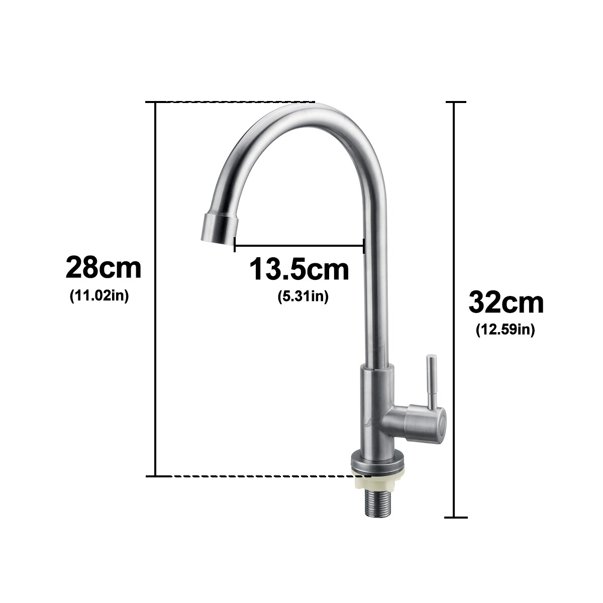 Kitchen faucet stainless steel single handle sink faucet curved single cold faucet crane bathroom basin faucet panel installatio