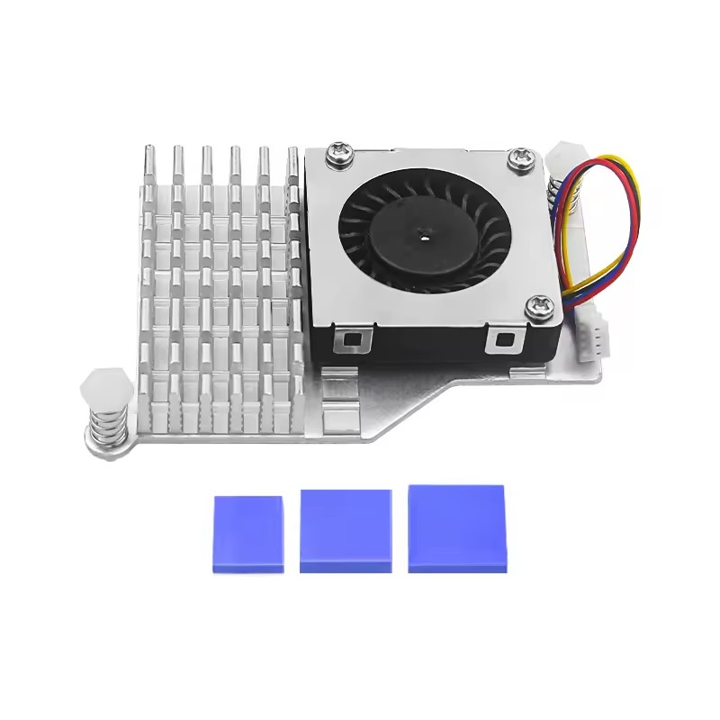 Raspberry Pi 5 Active Cooler Aluminum Heatsink PWM Speed Adjustable Fan Black Silver Cooling Radiator for RPI 5 Pi5