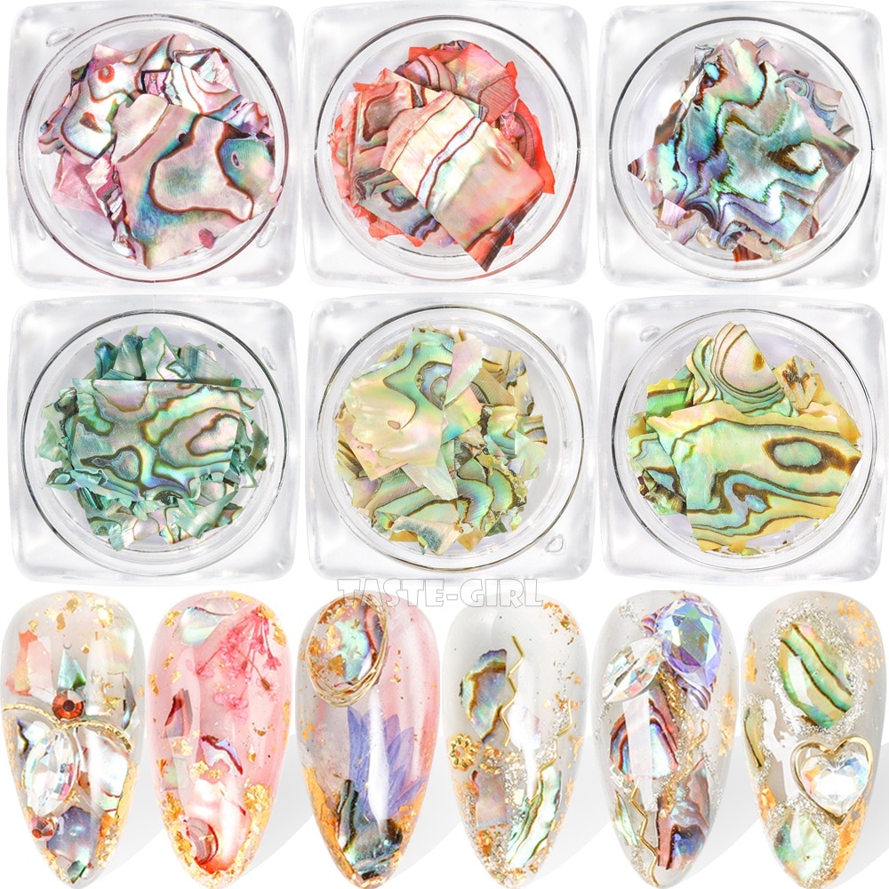 1 Jar Nail Glitter Onregelmatige Kleur Veranderende Abalone Natuurlijke Shell Fragment Sequin Nail Art Slice Decoratie Manicure Tip