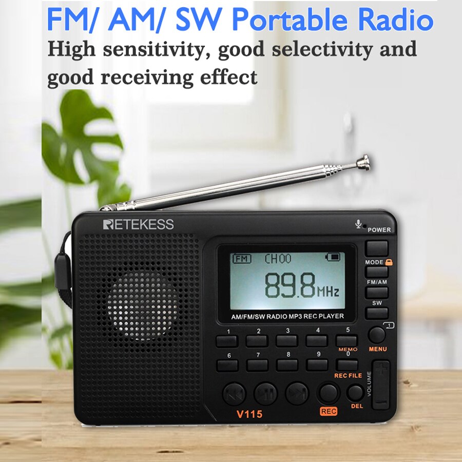 Wereld Band Broadcast Draagbare Opname Radio Fm/Am/Sw Hoge Gevoeligheid Radio Draagbare Slaap Timer Mini Radio