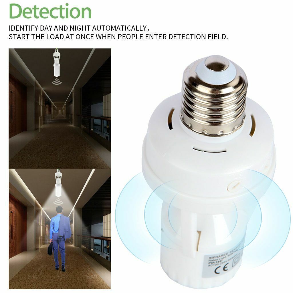 1pc Smart Motion Sensor Gloeilamp Houder E27 PIR Inductie Sensor Adapter Lampvoet Converter Automatische LED Schakelaar AC 110V 220V