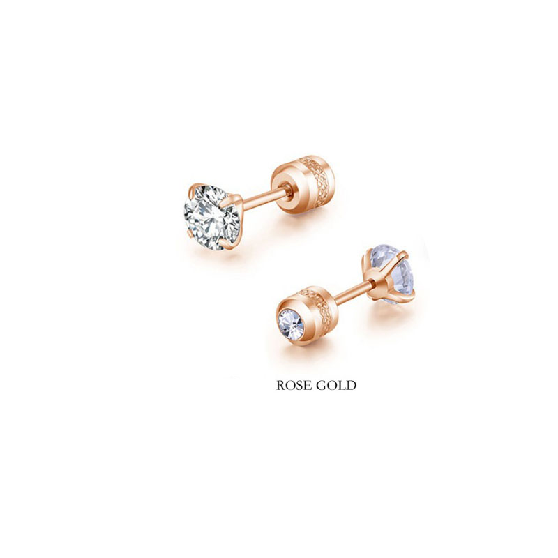 2pcs 20G Hypoallergenic Titanium Steel Stud Earrings for Men Women, Zircon Screw Back Earring Cartilage Tragus Ear Piercing: WHITE / SILVER PLATED