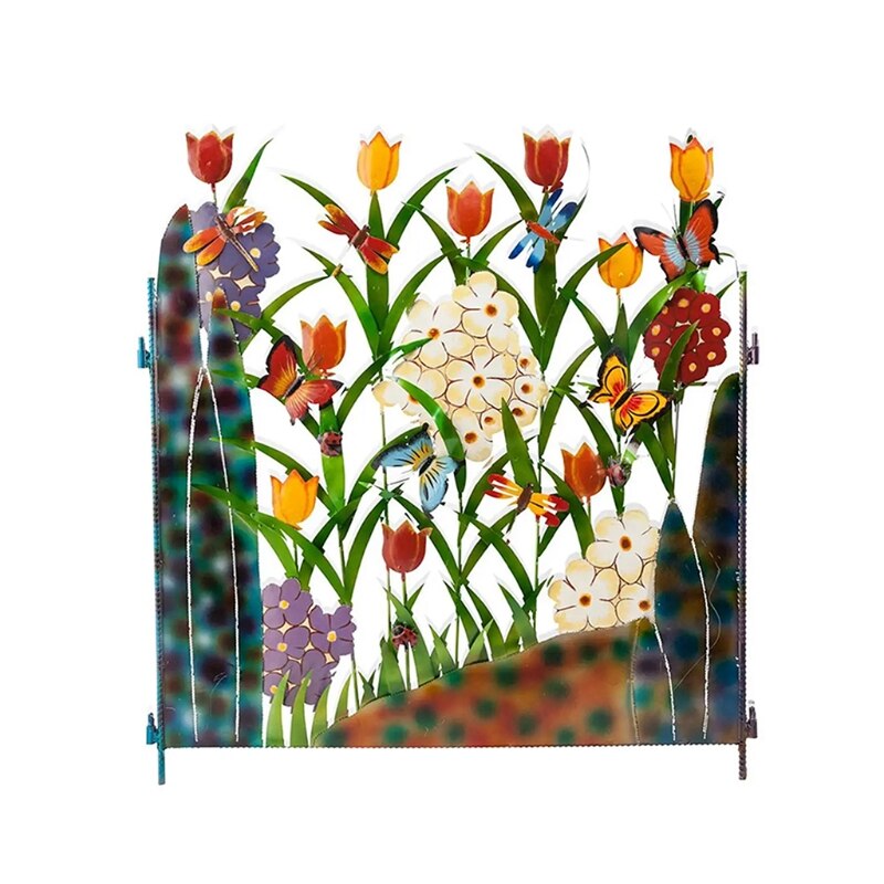 Valla de arte del hierro para jardín, cerca de decoración del hogar, borde de bordes, cuadro de paisaje artesanal, cama de flores, ornamento de jardín: B