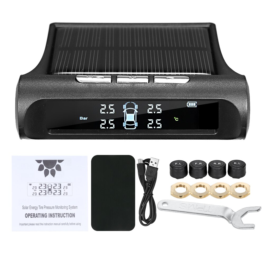 TPMS Reifen Druck Überwachung System echtzeit Anzeige 4 Reifen' Druck & Temperatur Universal- kabellos mit 4 Externe Sensor