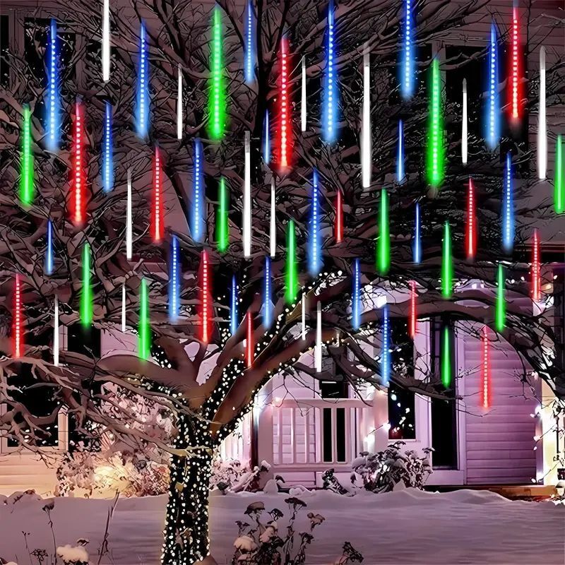 Slinger Fairy Lights String Outdoor Tuinlamp 30/50Cm Led Meteor Douche Licht 8 Tubes Kerst Decor Us/Eu Stekker Straatlantaarn: Rood / 350W / eu-stekker
