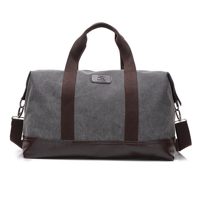 CAIDA-sac à main en toile pour hommes, sacoche de grande capacité pour Fitness, sacoche de voyage pour week-end et plein air, décontracté: Grey