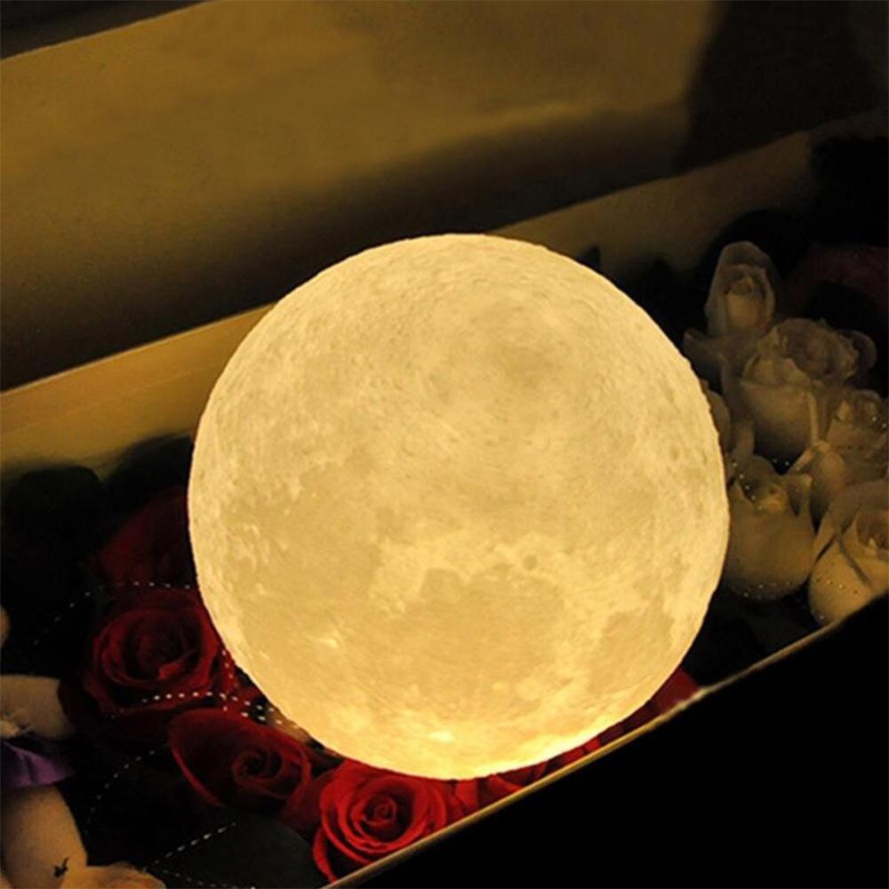 Juguetes mágicos de 8CM LED con control táctil Luz de luna Luna luminosa Día de los niños juguetes de luz con cable USB recargable