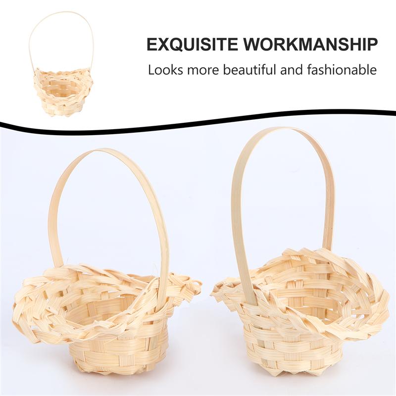 Mini canasta de flores tejida de madera, 5 uds., envases para flores, cestas de frutas, Cestas tejidas para envolver