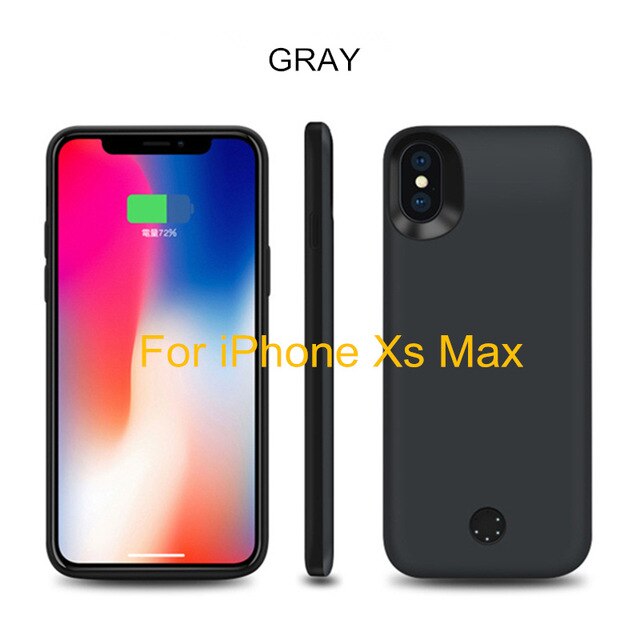 6000mAh Portable Battery Charging Case For iPhone Xs Max Backup Battery Case For iPhone XR External Power Bank Charger Cover: Gray For Xs Max