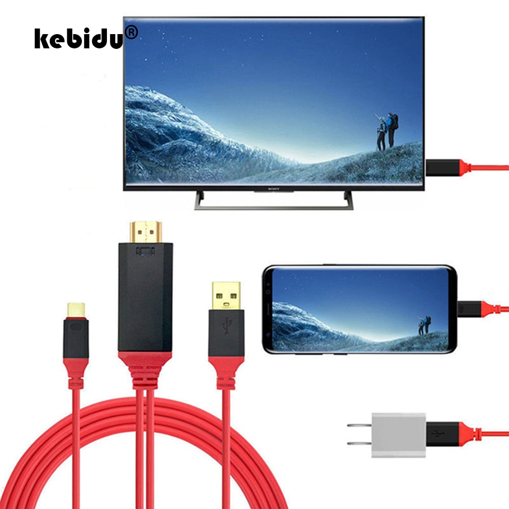 Kebidu type c til hdmi usb 3.1 adapter konverter ultra  hd 1080p 4k opladning hdtv videokabel til samsung  s8 til xiaomi