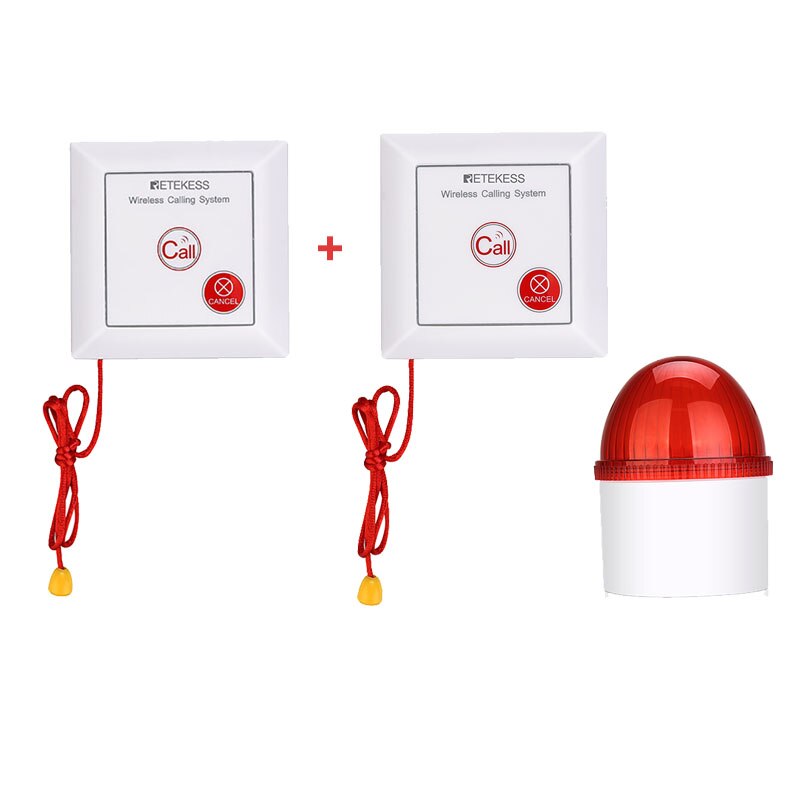 Retekess TH103 Security Alarm Motion Sensor Met Licht Akoestisch-optische Voor Ziekenhuis Magazijn Supermarkt: 2 button 1 receiver