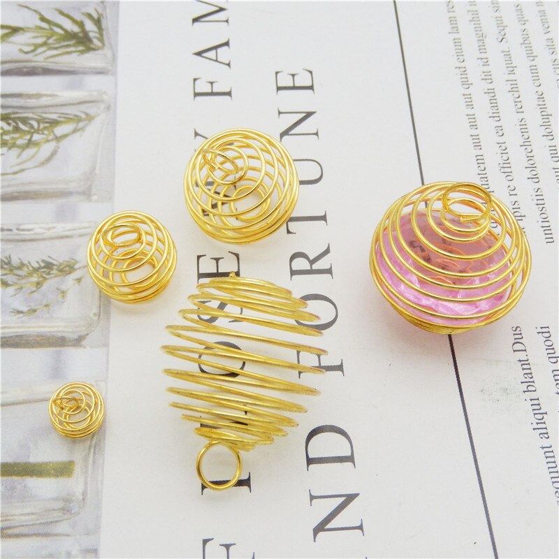 10-40 pièces spirale perle Cages pendentifs porte-pierre breloques collier Cage pendentifs pour la fabrication de bijoux résultats accessoire