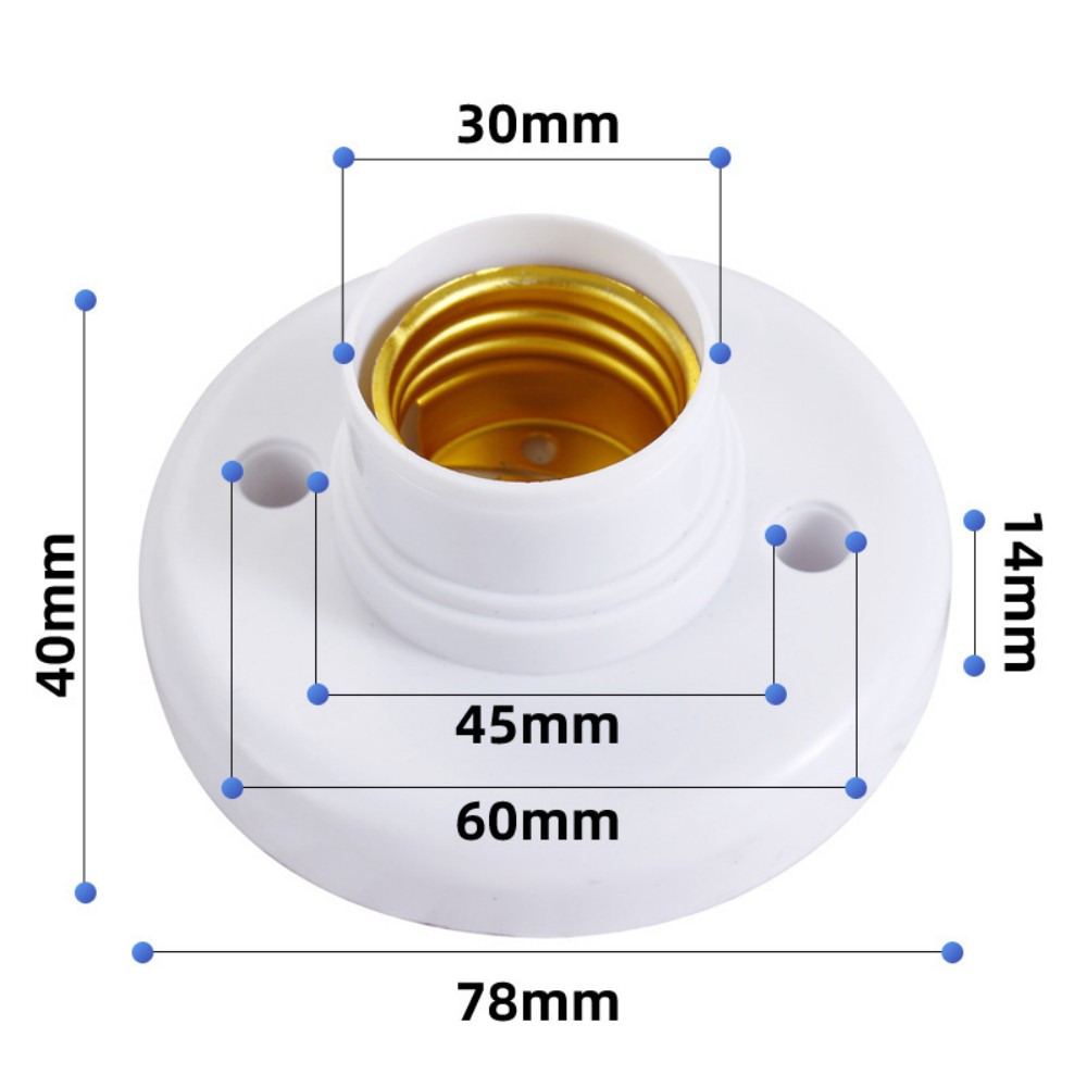 E27 Sokkel 3 Stk - Hvit Plast Taklampe Base - Holder For Lyspære 6A