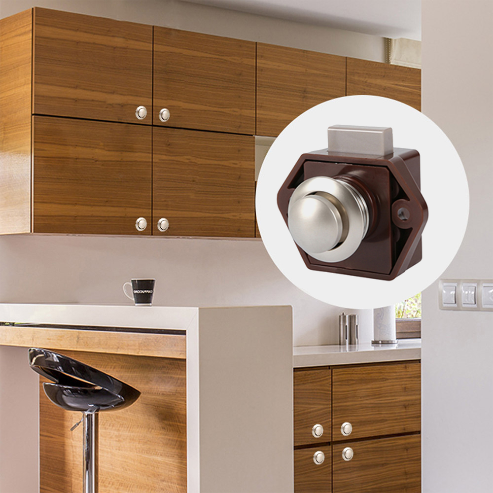 5Pcs Push Button Latch Lock 15-27mm Thickness Door Catch Knobs Household Metal Push Button Drawer Catch Lock for Furniture Boat