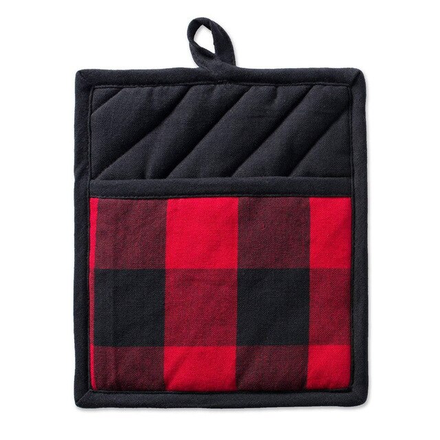 2 Pack Buffalo Check Pot Holders Cotton Potholders Buffalo Plaid Cloth Gloves Pocket Set Kitchen Collection Check Plaid Set: 4