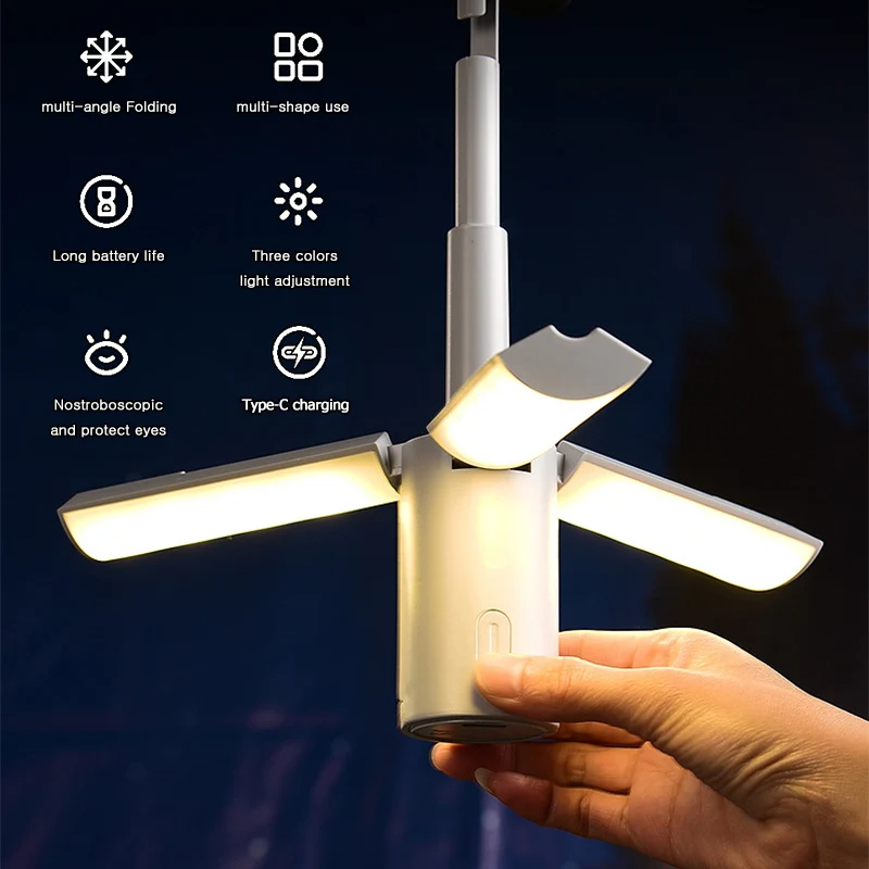 Falten Outdoor Camping Tragbare Wiederaufladbare Hohe Kapazität Notfall Lampe Taschenlampe Hängen Zelt Hängen Licht Laterne