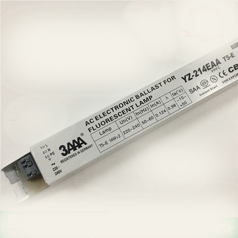 3 aaa yz -214 eaa  t5-e 14 wx 2 220v ac elektroniskt förkopplingsdon för lysrör och styrsystem för nödljus