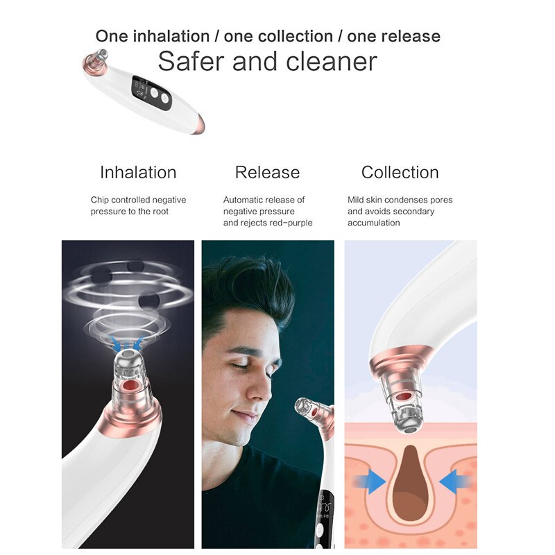 Electric LCD 6 Suckers Blackhead Remover Facial Clean Skin Care Pore Acne Black Point Vacuum Suction Beauty Clean Skin Tool
