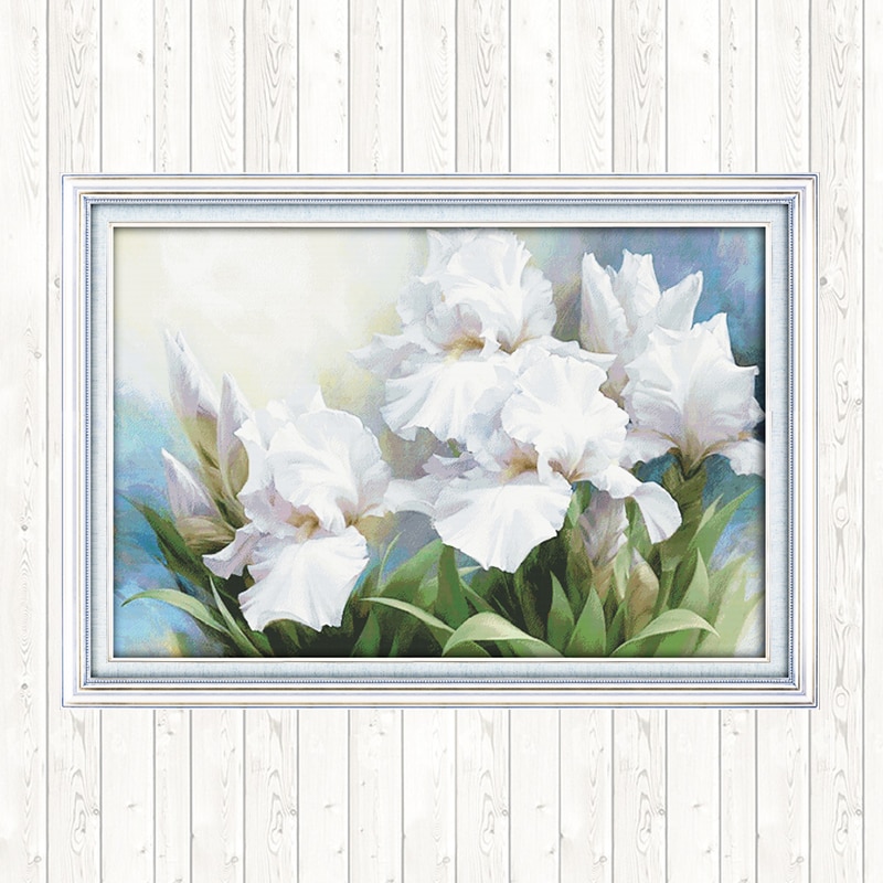 Iris kinesiske korssting broderi blomster 14ct talte tryk på lærred 11ct stof til broderi kit dmc gør-det-selv håndarbejde kits