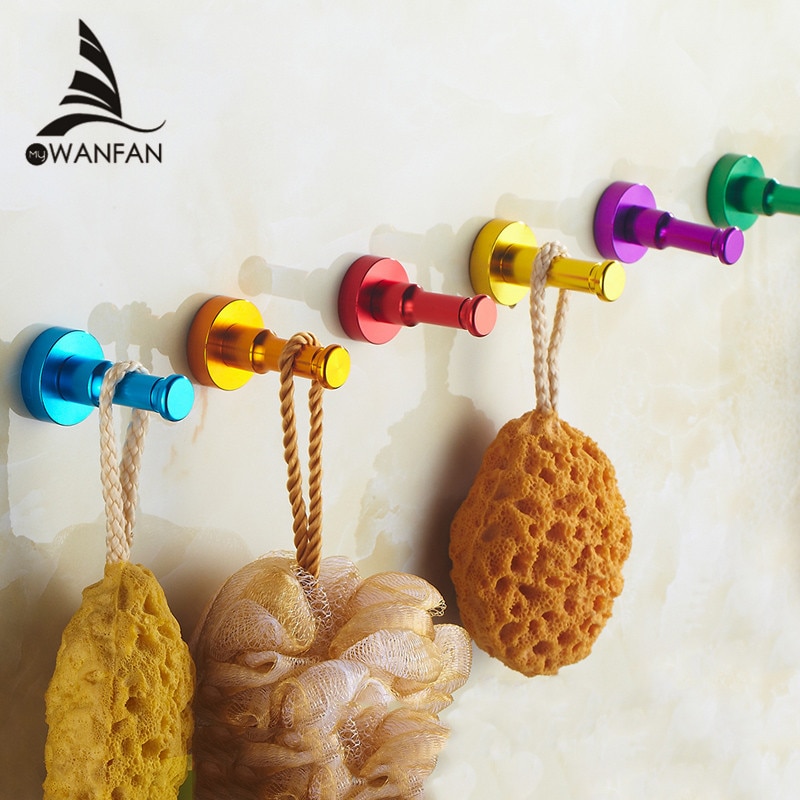 10 kleuren ruimte aluminium multi-color diy handdoek muur haak spijker badkamer keuken kleding sleutel kapstok tas hanger houder hj -0726
