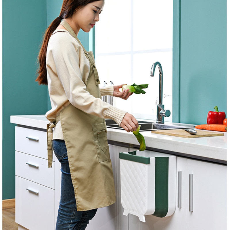 7L Folding Garbage Can Kitchen Dry&Wet Garbage Classification Garbage Bin Wall Mounted Trashcan Bathroom Toilet Waste Storage