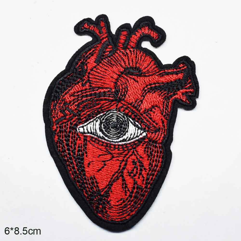 Punk Oog Hart Ijzer Op Geborduurde Kleding Patch Voor Kleding: xin(yanjing