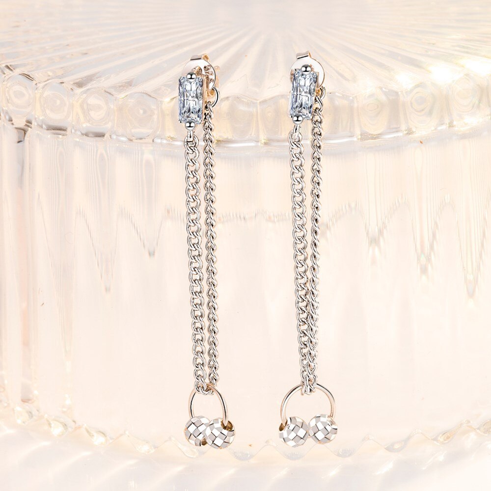 Nehzy 925 prata esterlina nova moda feminina jóias de cristal de alta qualidade zircão exagerada longa borla brincos