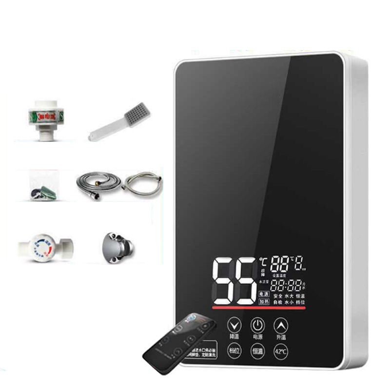 DMWD 6200W Thermostatic Instant Electric Water Heater For Shower 220V Bathing Water Boiler Wall Mounted With Shower Head: Black 220V