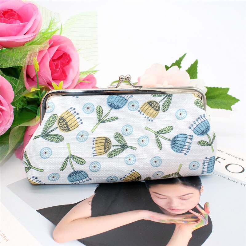 Coin Purse Cotton Fabric Women Small Wallet Card Holder Lovely Coin Purse Clutch Handbag Bag Wallet Mini Bag Square Hasp Casual: blue