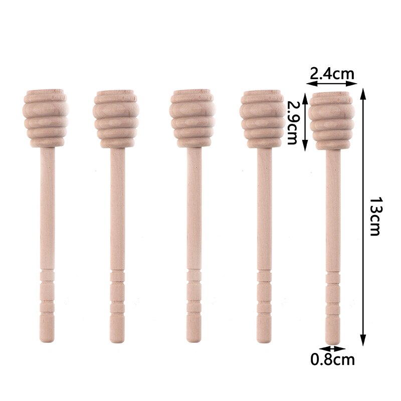 5 stuks mini houten honinglepel, honing roerstaafje voor honingpot, milieuvriendelijke lange steel mengstaaf, dessertgereedschap: Wit