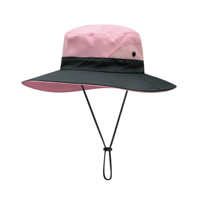 Paardenstaart Zonnehoed Vrouwen \ 'S Outdoor Uv-bescherming Opvouwbare Mesh Brede Rand Strand Vissen Cap: Roze