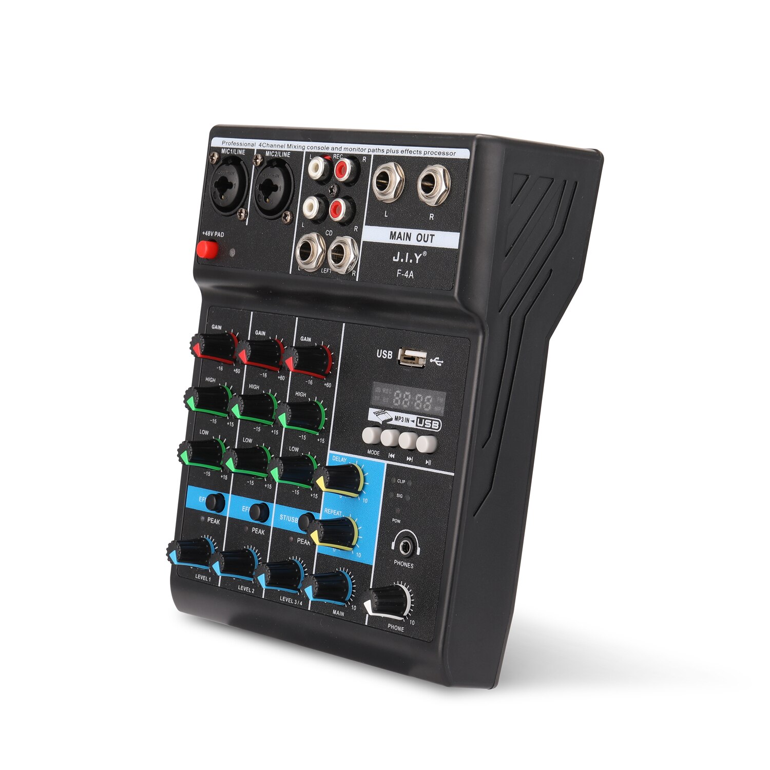 BT 4 Channel Sound Mixing Console and Monitor Paths Plus Effects Processor with USB