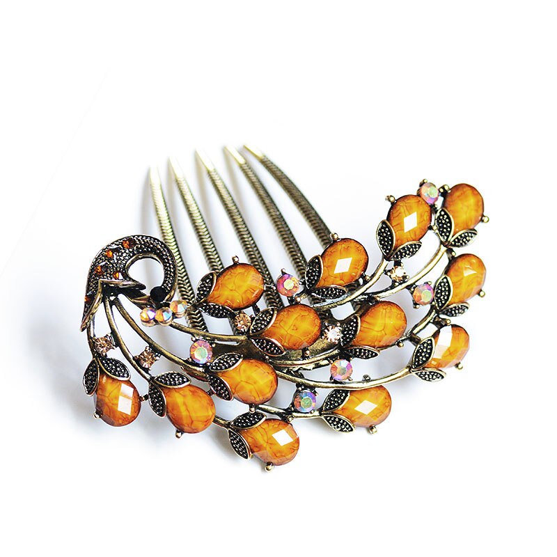 Morkopela vintage pavão pente de cabelo jóias bronze antigo metal grampo de cabelo hairpins mulheres banquete acessórios para o cabelo
