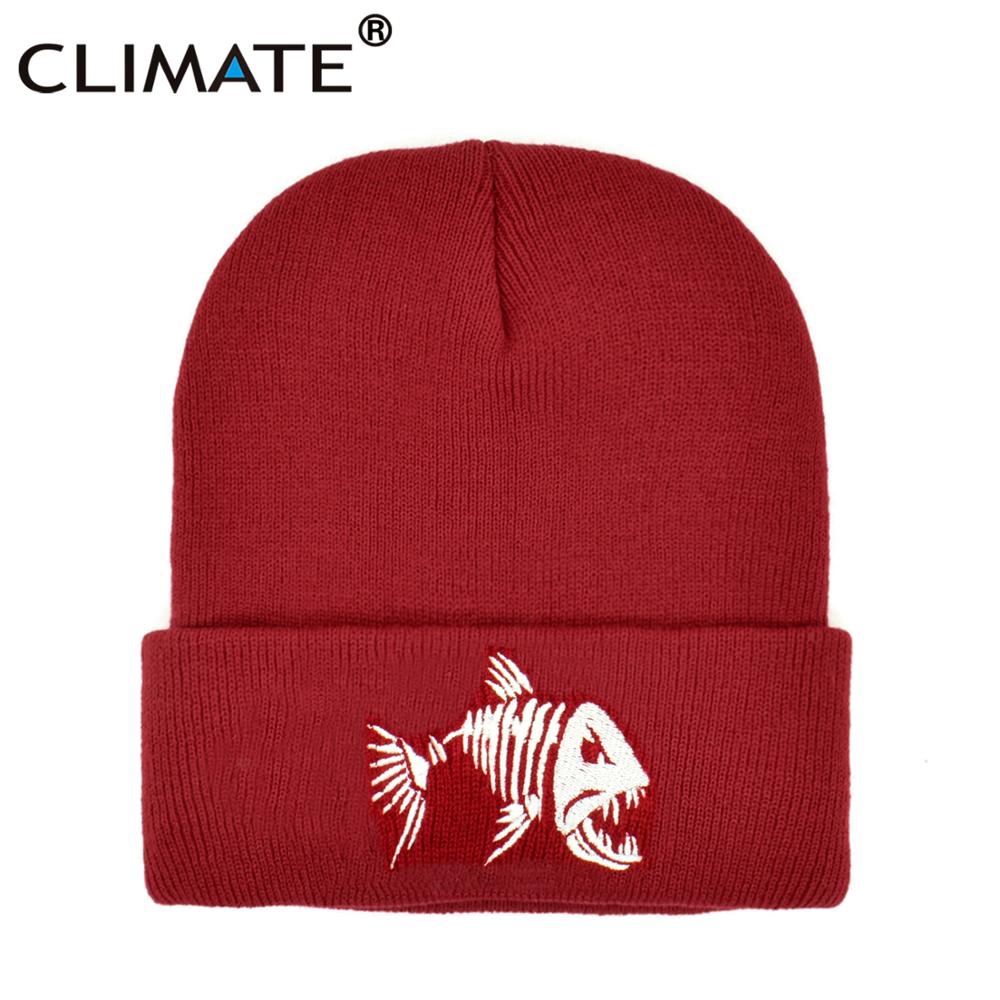 CLIMATE Fish Fishbone Beanie Hat Winter Fishing Wa – Grandado