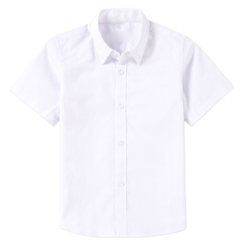 Boys White Shirts for Kids Clothes Solid Cotton Short Sleeve Formal Shirts Teenagers School Uniform 6 8 10 12 14 Years Vestidos
