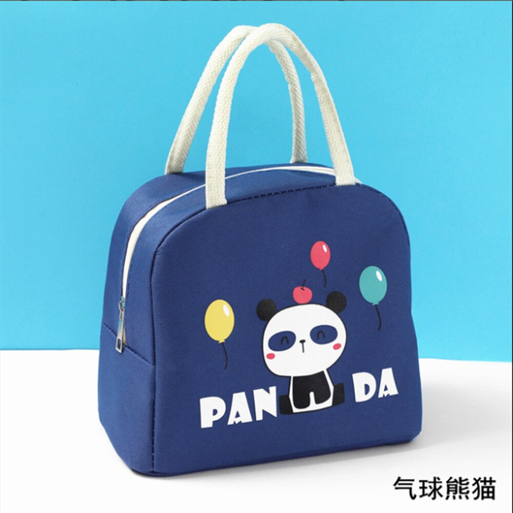 Cartoon Lunch Tas Isolatie Zak Oxford Doek Lunch Tas Met Rijst Dier Patroon Draagbare Lunchbox Tas: Deep Blue