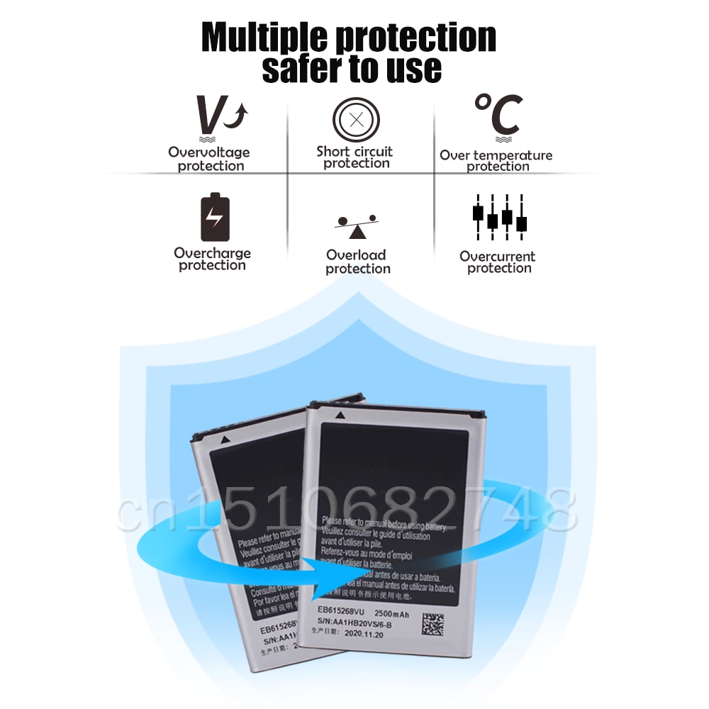 2500mAh EB615268VU Replacement Phone Battery For Samsung Galaxy Note 1 GT-N7000 N7000 i9220 N7005 i9228 i889 i717 T879