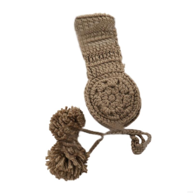 Cache-oreilles en tricot pour femmes, bandeau chauffe-oreille en Crochet, cache-oreilles en tricot avec pompons, cache-oreilles chauds d'hiver: Kaki