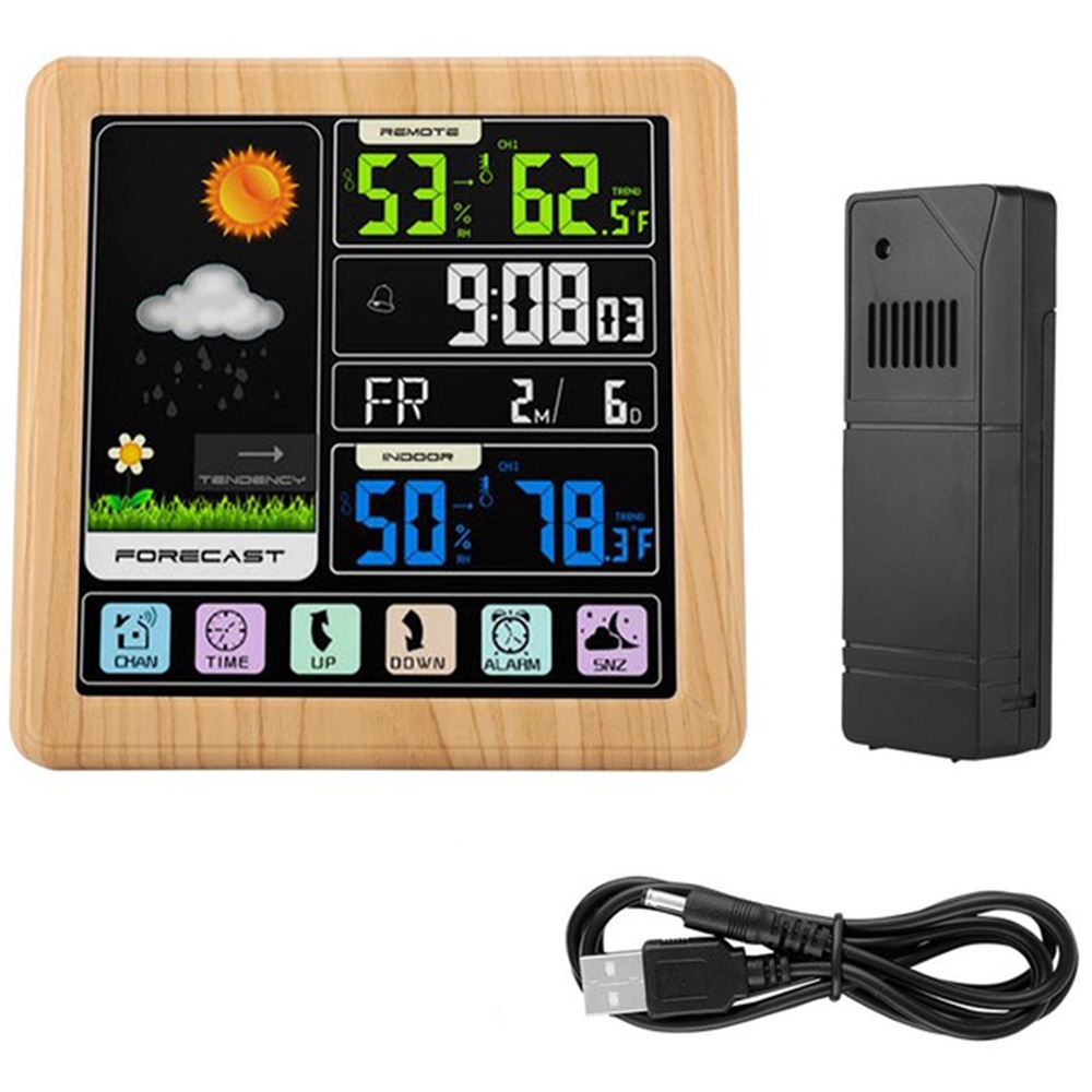 Draadloze Weerstation, Kleur Station, Digitale Indoor Outdoor Thermometer Met Sensor, Vochtigheid Monitor, Bar