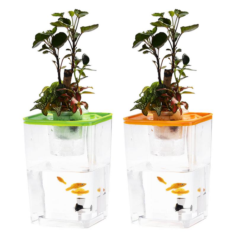 Pecera acrílica para peces y verduras, pecera transparente de escritorio para acuario, agua libre de simbiótica, para oficina, original