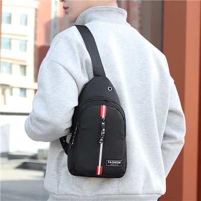 Litthing Men's Small Chest Sling Bag Travel Hiking Cross Body Messenger Shoulder Bag Solid Men Canvas Bag